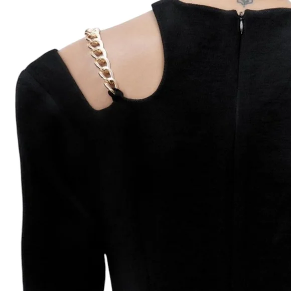 Zara Jacquard, one cold shoulder midi women dress size Medium - Picture 2 of 11